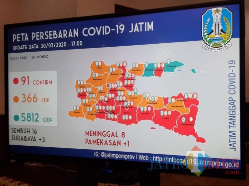 Peta terbaru titik kerawanan penyebaran Covid-19 di Jatim