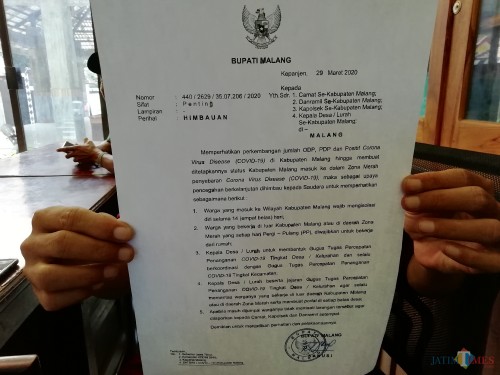 Surat Bupati Malang terkait penanganan dan pencegahan virus Corona (dd Nana)