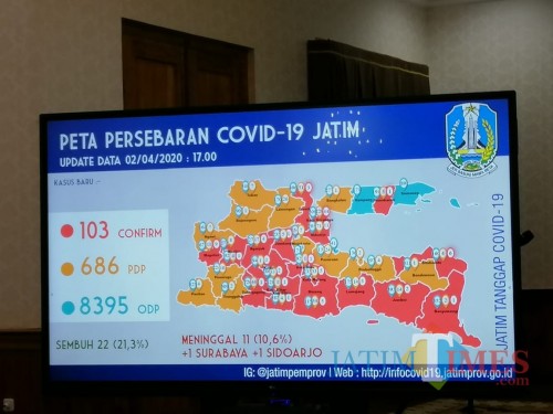 Peta terbaru titik kerawanan penyebaran Covid-19 di Jatim
