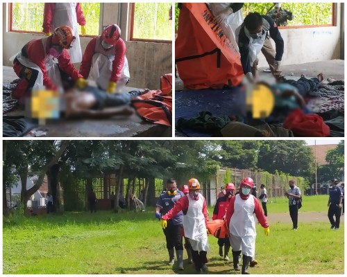 Dua korban tewas di kawasan lapangan Sampo tengah dievakuasi tim relawan. (Ist)