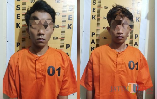 Dua tersangka pengedar dobel L yang di amankan Polsek Pakel / Foto : Dokpol / Tulungagung TIMES