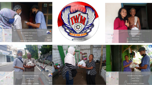 Ikatan Wong Madiun (IWM) Aksi Bantuan Sosial Bagi Sembako. Minggu (05/04/2020).(Foto:Istimewa)
