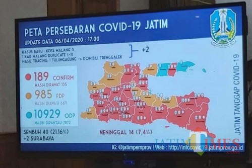 Peta terbaru titik kerawanan penyebaran Covid-19 di Jatim