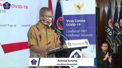 Achmad Yurianto, Juru Bicara Pemerintah terkait persebaran Covid-19 di Indonesia, Selasa (7/4/2020). (Foto: BNPB)