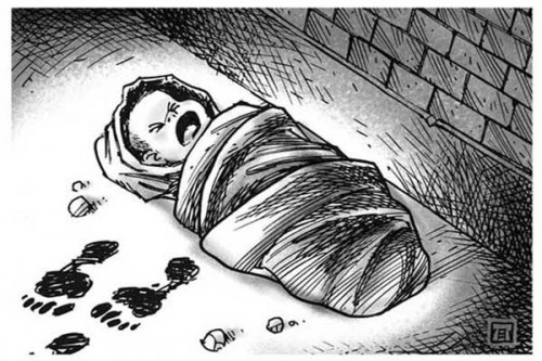 Ilustrasi pembuangan bayi (mediabanten)