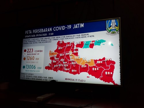 Peta terbaru titik kerawanan penyebaran Covid-19 di Jatim