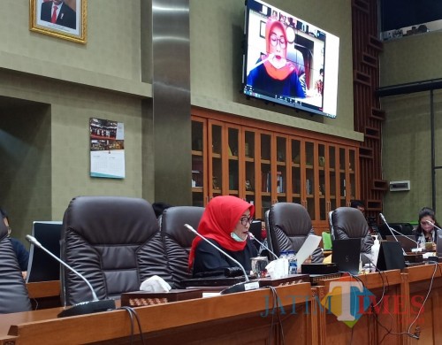 Wakil Ketua Komisi IX Sri Rahayu saat rapat dengar pendapat dengan mitra kerja