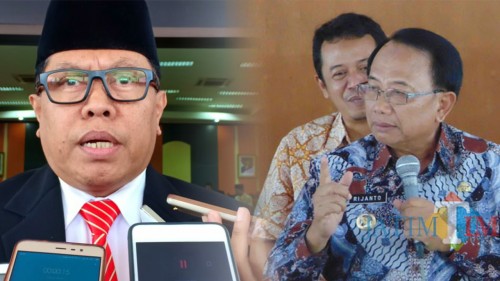 Bupati Blitar Rijanto dan Plt Wali Kota Blitar Santoso (Foto: Aunur Rofiq/ BlitarTIMES)