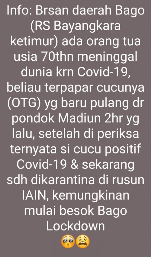 broadcast berisi berita bohong yang tersebar di masyarakat Tulungagung (ist)