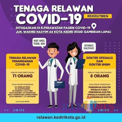 Lowongan Tenaga relawan Covid 19.(ist)