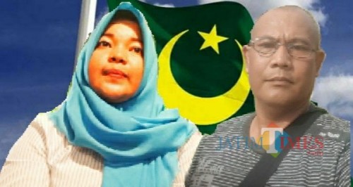 Anggota DPRD Riska dan Nanang Rohmat, ketua DPC demisioner PBB Tulungagung. / Foto : Anang Basso / Tulungagung TIMES