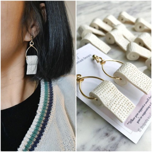 Kreasi anting tisu toilet karya Allesia Weintraub. (Foto: instagram @designsby.aw).