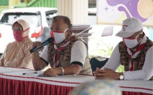 Wali Kota Madiun bersama jajaran pengurus pramuka kwarcab Kota Madiun