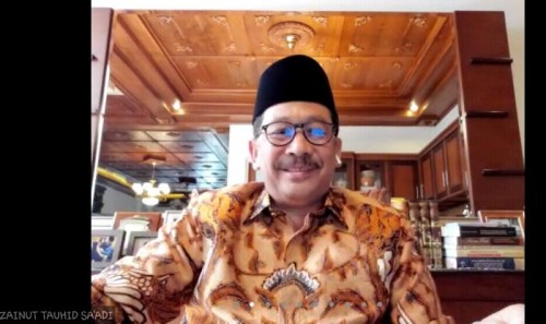 Wakil Menteri Agama RI Zainut Tauhid dalam halalbihalal virtual UIN Malang. (Foto: istimewa)