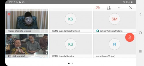 Video conference Wali Kota Malang Sutiaji dengan kepala OJK dan lembaga keuangan di Kota Malang. (Humas Pemkot Malang).