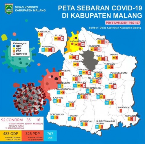 Data Dinkes Kabupaten Malang terkait angka kasus covid-19 di Kabupaten Malang (Foto: Istimewa)