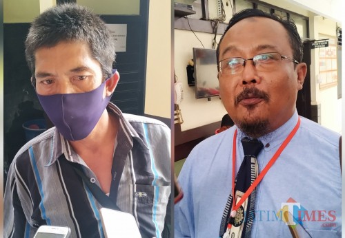 Sarkam adik Sarto dan Heri Widodo pengacara Gaguk / Foto : Anang Basso / Tulungagung TIMES