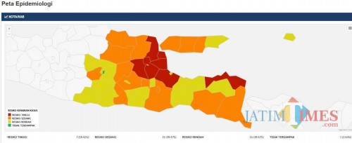 Beberapa daerah di Jatim yang sudah menunjukkan penurunan status.