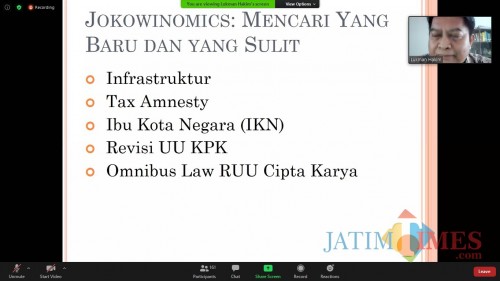 Diskusi virtual dengan ekonom Universitas Negeri Sebelas Maret (UNS) Lukman Hakim.