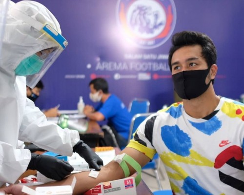 M. Rafli saat menjalani rapid test Jum'at (17/7/2020) di Kandang Singa (official Arema FC)