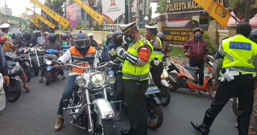 Nampak sebuah moge terjaring razia (Satlantas Polresta Malang Kota)