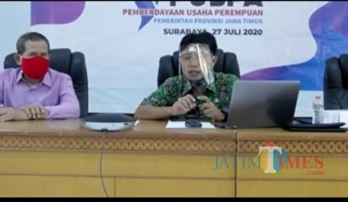 Rakor virtual Jatim Puspa (Foto: muhlis/ JatimTIMES)