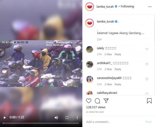 Dishub Bandung pakai 'Akang gendang' untuk beri peringatan pengendara motor (Foto: IG lambe_turah)
