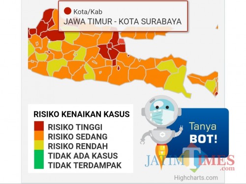 Status Surabaya Zona Merah dari Website Covid19.go.id