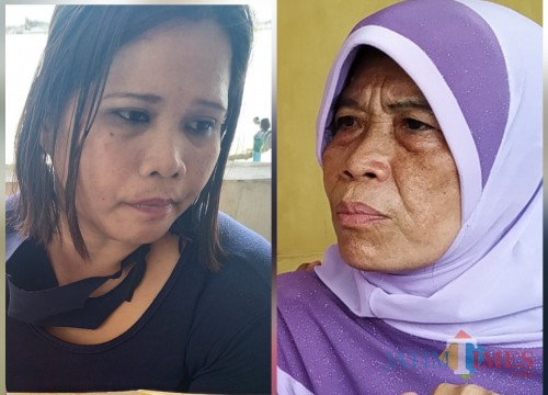 Denok (kiri) dan Maryani (ibu Denok) keluarga yang berebut anak (Foto : Anang Basso / Tulungagung TIMES)