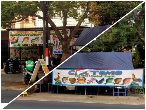 Warung Cak Rie dan warung Cak Tomo berdampingan di Jalan Sunandar Priyo Sudarmo. Anggara Sudiongko/MalangTIMES)