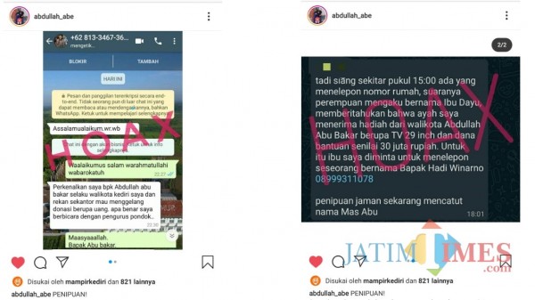 Screenshot IG Walikota Kediri @abdullah_abe.