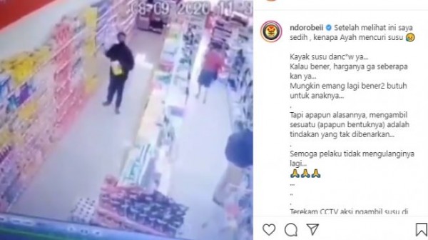 Aksi Bapak-bapak Curi Susu Anak (Foto: IG ndorobeii)