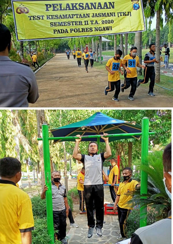 Polres Ngawi menggelar Tes Kesamaptaan Jasmani (TKJ) Semester II Tahun 2020