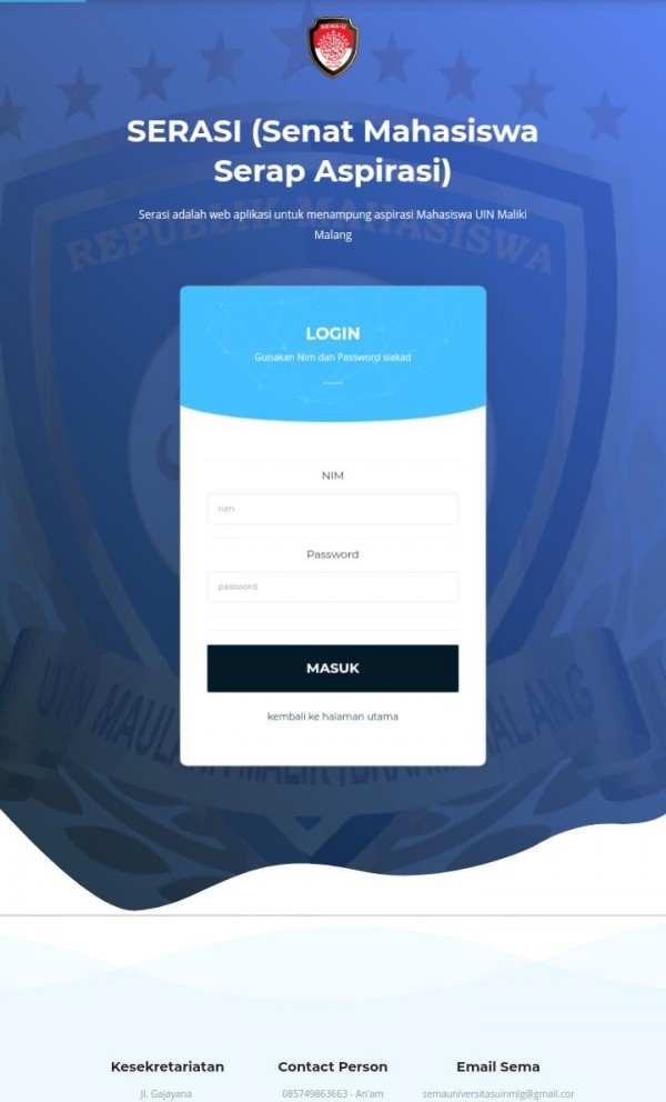 Capture tampilan website Serasi dari Sema-U UIN Maliki Malang. (Ist)
