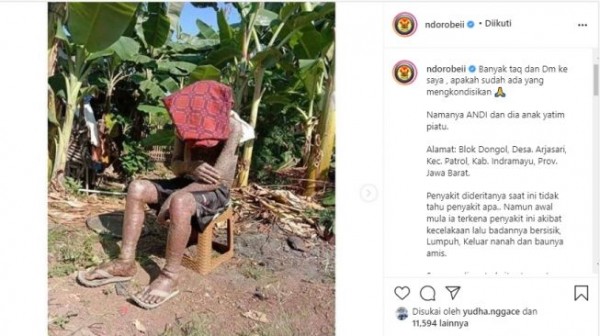Kisah pilu Andi (Foto: IG ndorobeii)