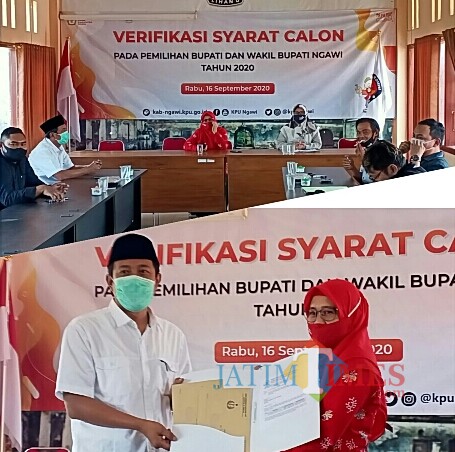 Ketua KPU Ngawi, Prima Aequina Sulistyanti, menyampaikan hasil tes kesehatan paslon calon memenuhi syarat untuk melanjutkan tahapan Pilkada.