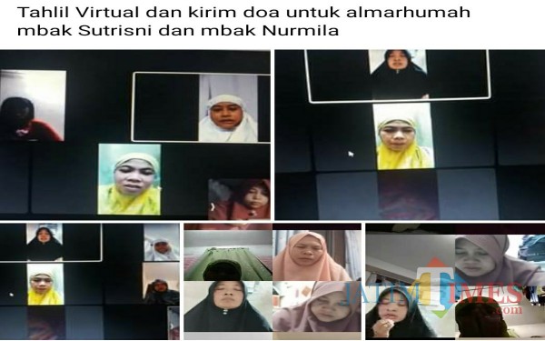 Para TKW menggelar tahlil virtual untuk temannya yang meninggal dunia di perantauan / Foto : Istimewa / Tulungagung TIMES