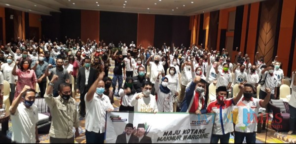 Dukungan Partai Perindo ke pasangan Machfud-Mujiaman.
