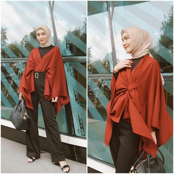 Outfit hijab formal dengan Outer ala Melody Prima. (Foto: Instagram @melodyprima).