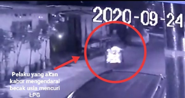 Maling LPG naik becak, usai beraksi membobol bedak penjual ikan lele (Ist)