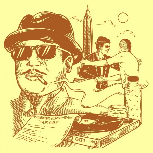 Ilustrasi artwork perjalanan tour mengudara Krisna Bond sehingga meluncurkan single bertajuk "East Java II". (Artwork by Novaldo Tirta Damara)
