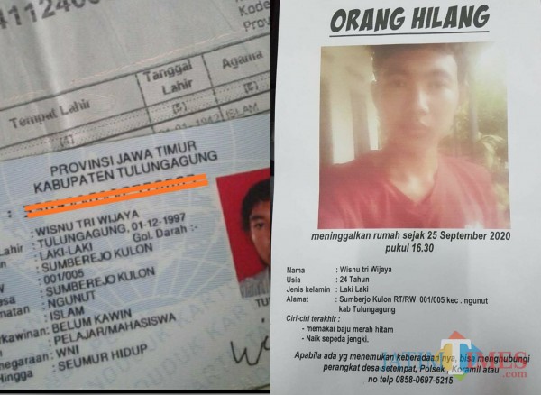 KTP dan slebaran Wisnu yang beredar di media sosial / Foto : Istimewa / Tulungagung TIMES