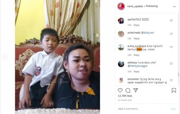 Emak-emak darah tinggi ajari anaknya. (Foto: Instagram @nek_update)