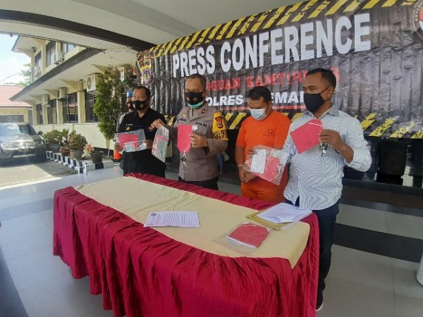 Siaran Pers kasus penipuan di Mapolres Sleman, Rabu (30/9/2020).