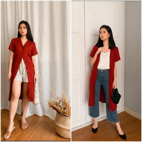 Dua style tunik ala Jaclyn Ariandra. (Foto: Instagram @jaclynariandra).