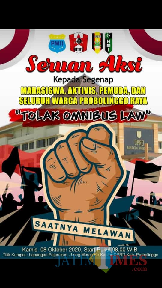 Pamflet aksi penolakan UU Cipta kerja Omnibus Law. (Foto: kiriman korlap Aksi penolakan)