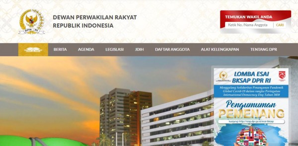 Situs DPR RI (Foto: dpr.go.id)