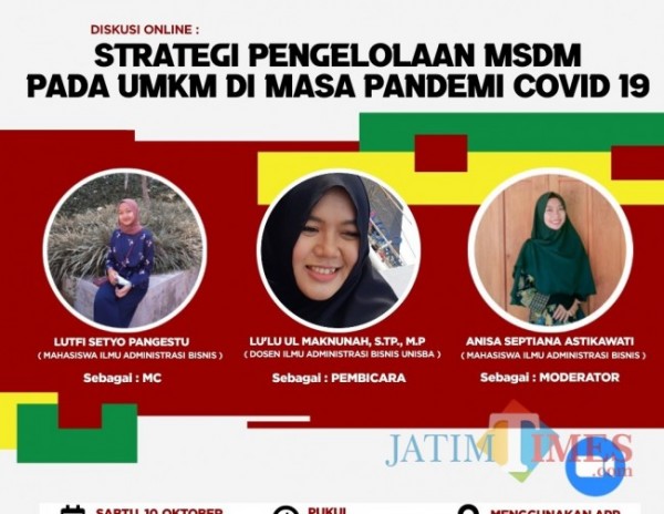 Seminar online dengan tema ‘Strategi Pengolahan MSDM pada UMKM di Masa Pandemi Covid 19', sukses digelar Unisba Blitar.