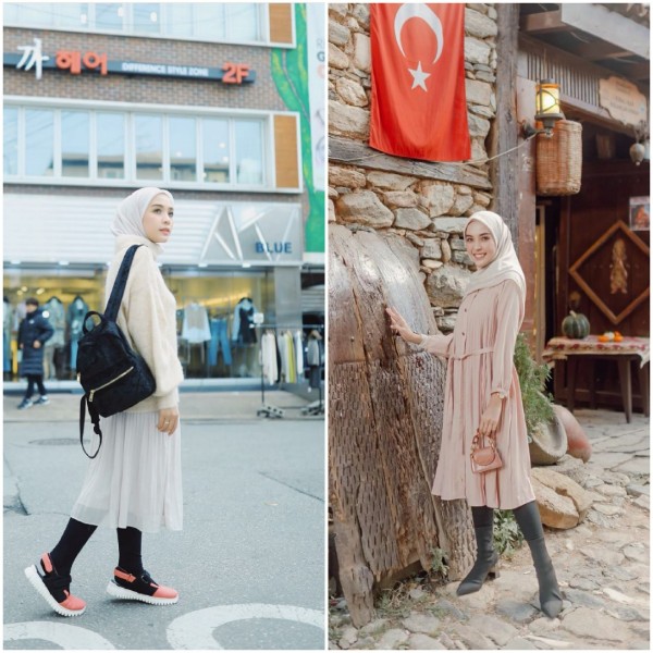 Outfit berhijab dengan legging ala hijabers Hamidah Rachmayanti. (Foto: Instagram @hamidahrachmayanti).