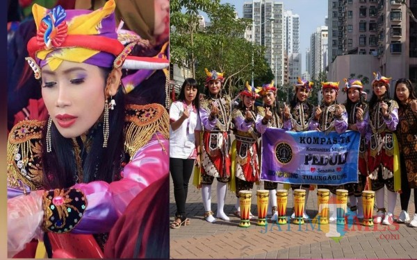 Rachmawati (kiri) dan kelompok Reog Kendang di Hong Kong / Foto : Istimewa / Tulungagung TIMES
